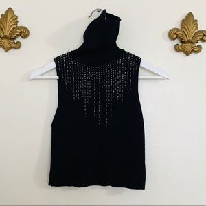Turtleneck Sleeveless Crop Tank Top